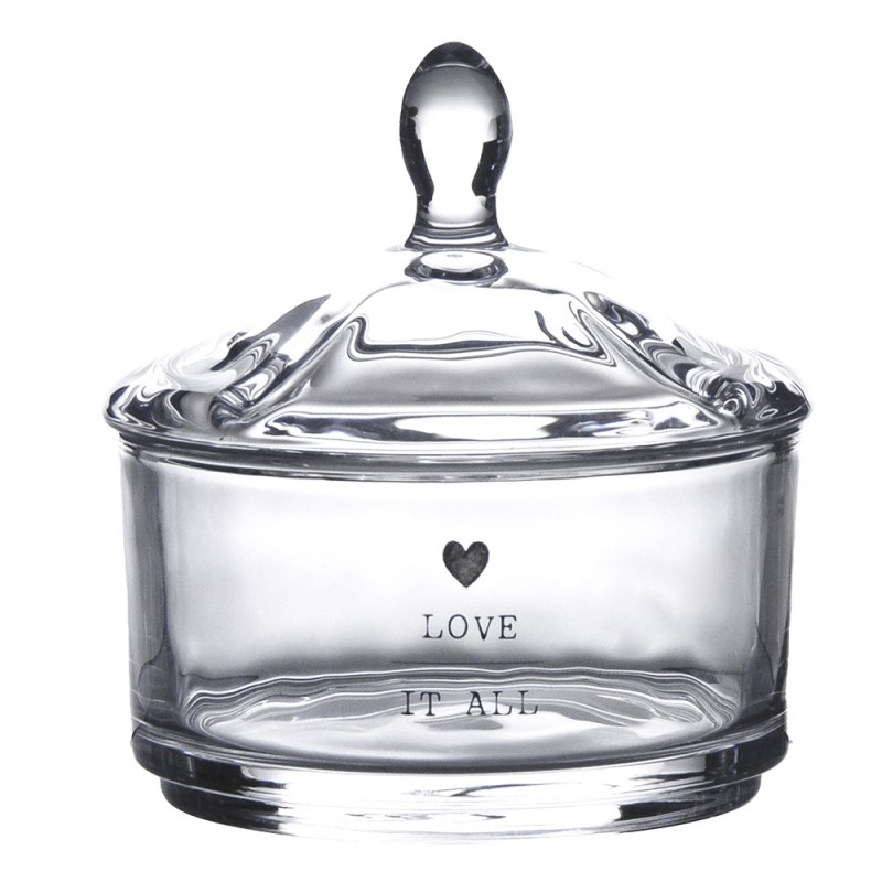 6GL4258 Glass Jar Ø 9x9 cm Glass Heart Round Jar