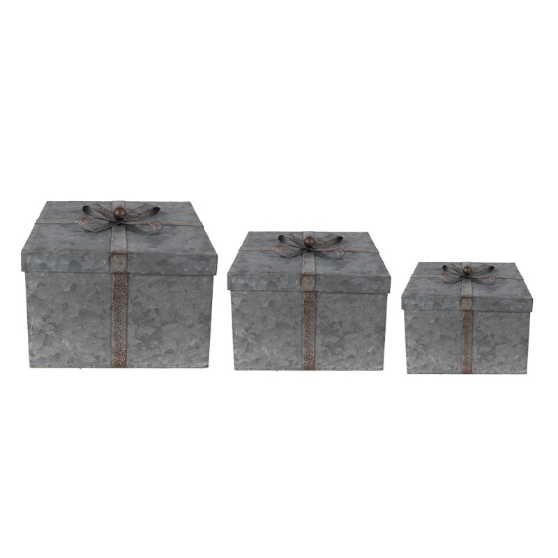 6Y4891 Storage Box 24x24x18 cm Grey Metal Square Storage Case