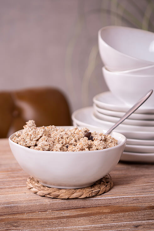 A bowl filled with granola