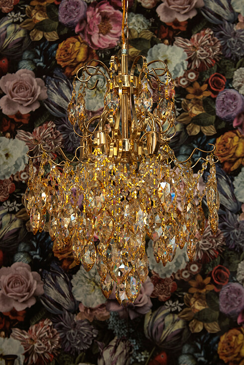 A classic chandelier with crystals